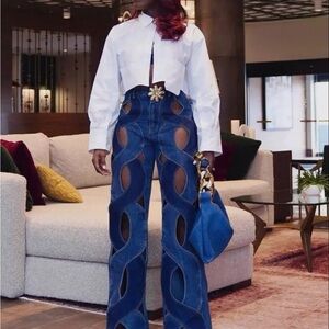 Cutout Wave Denim Jeans